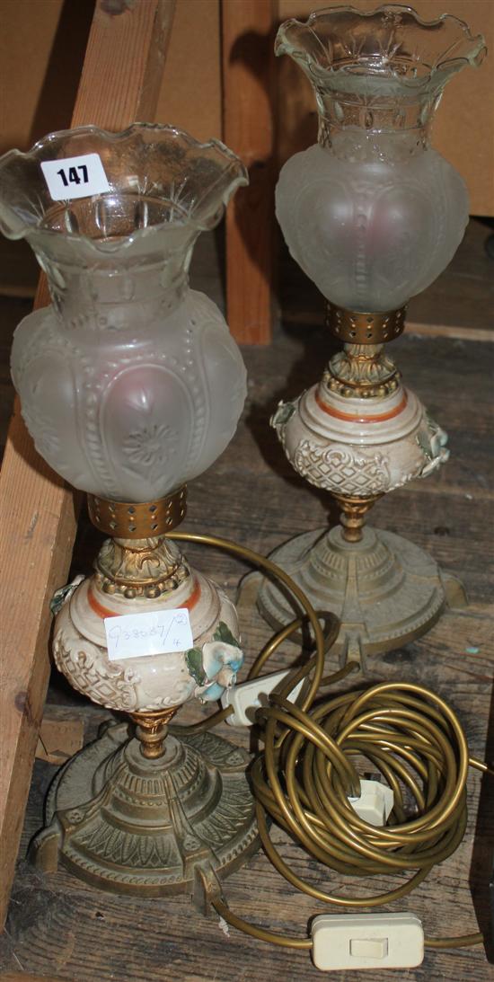 Pair of tall ceramic lamps